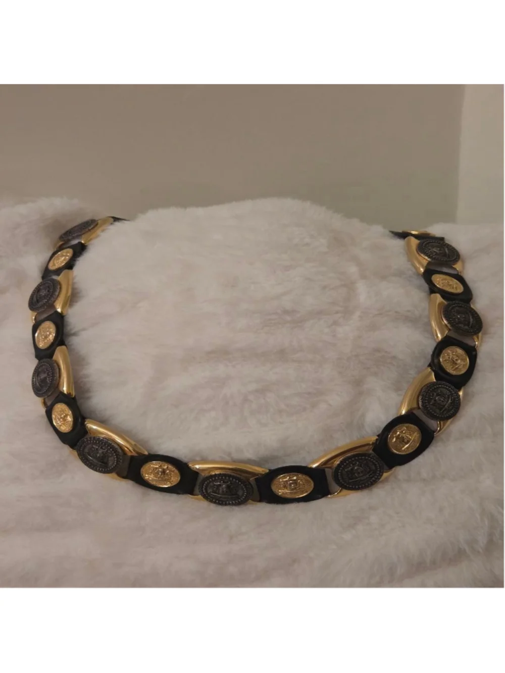 Gianni Versace Vintage gold plated Medusa Coin Leather Belt
